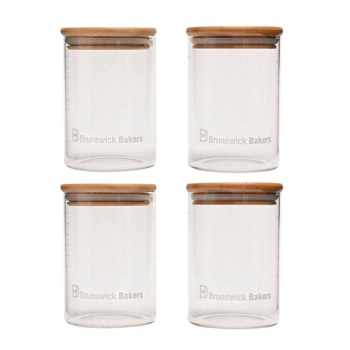 2x 2pc Brunswick Bakers 500ml Glass Starter Storage Jar w/ Bamboo Lid Set Clear