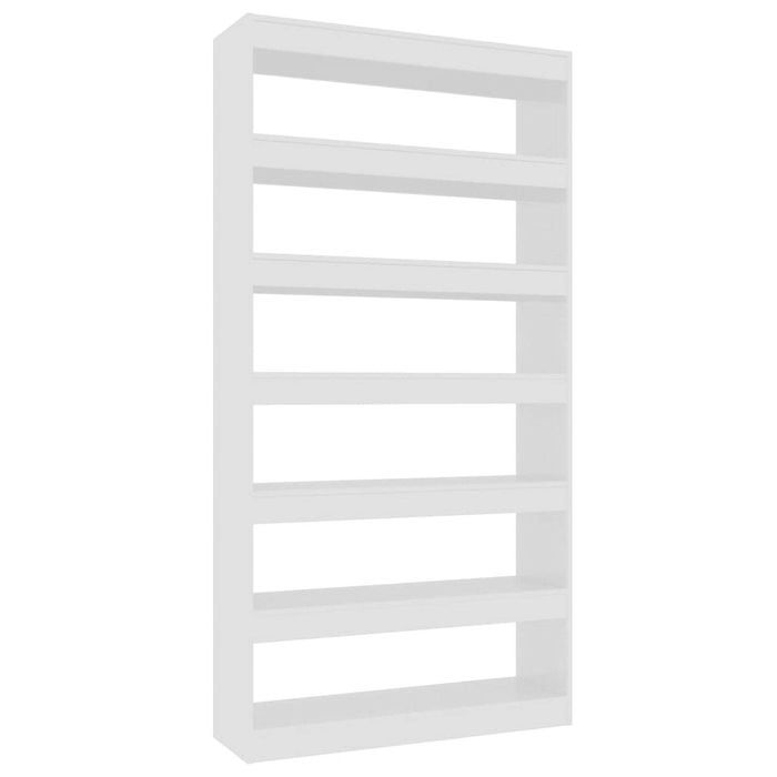 vidaXL Book Cabinet/Room Divider High Gloss White Engineered Wood Home Storage