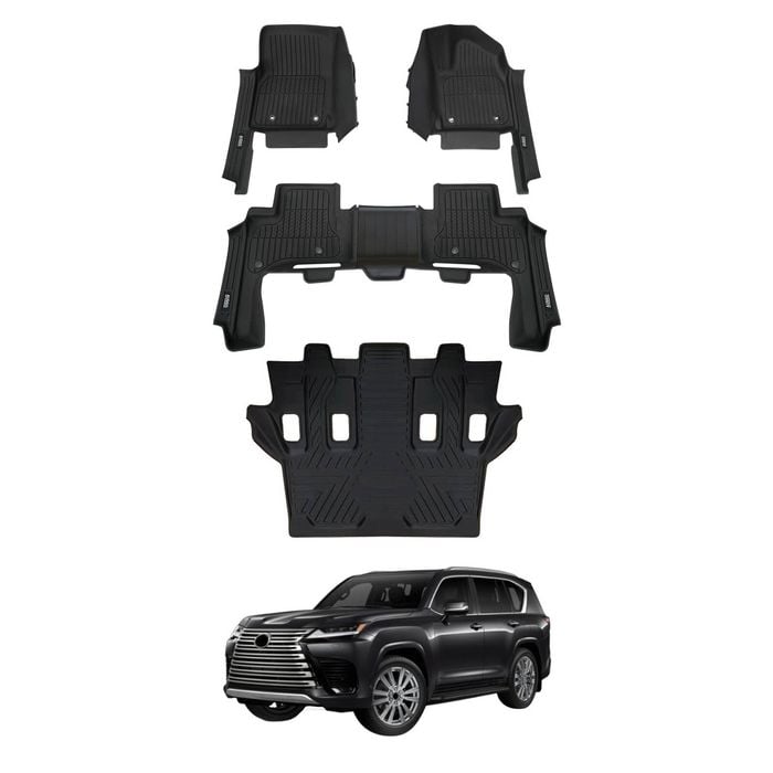 AUSGO 3-Row Set 7D Injection Floor Mats for Lexus LX Series LX500d LX600 2021-Onwards 7-Seat Floor Liners