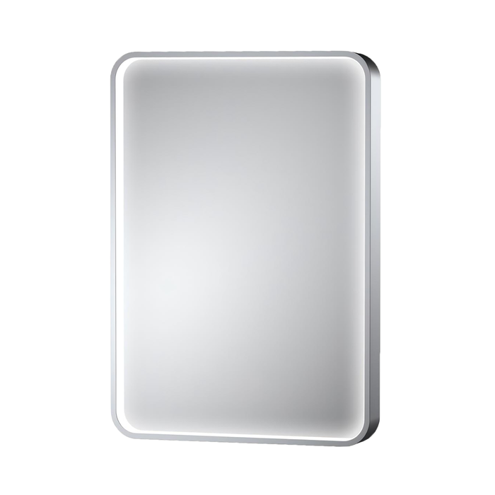 Barelli 900 x 600mm Brushed Nickel Signature Framed Rectangular With Curved Edges LED Mirror