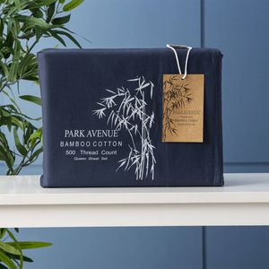 Park Avenue 500 Thread Count Bamboo Cotton Sheet Set Single Indigo
