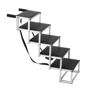 VEVOR Dog Stair Black Wide 5-step with Nonslip Surface Aluminum for Pet