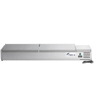 FED-X Benchtop Salad Prep Fridge with Stainless Steel Lids 1800mm