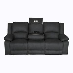 Anderson 3 Seater Fabric Electric Recliner Sofa Lounge Chair Jet Dark Grey