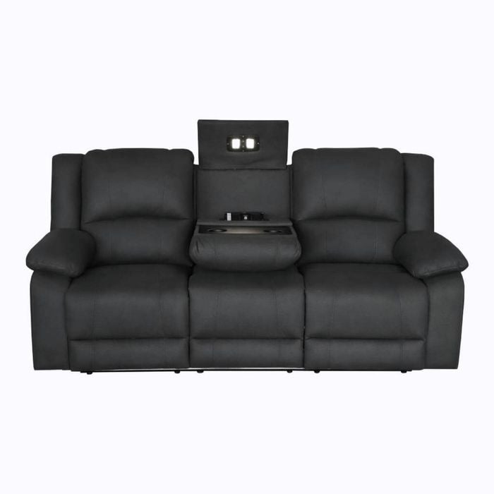 Anderson 3 Seater Fabric Electric Recliner Sofa Lounge Chair Jet Dark Grey