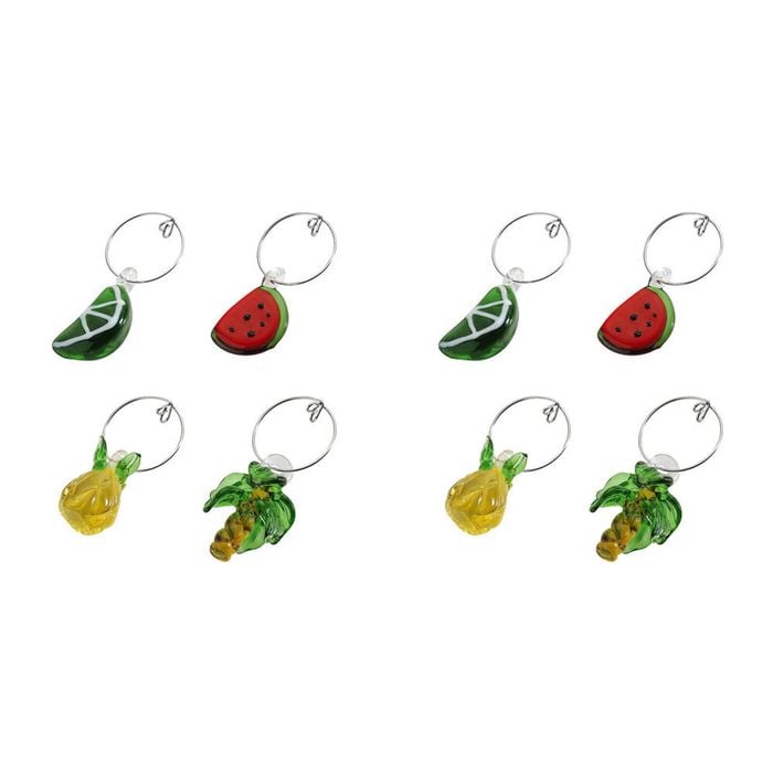 2x 4pc Porto Fiesta Wine Charm Glass Cocktail Drink Marker