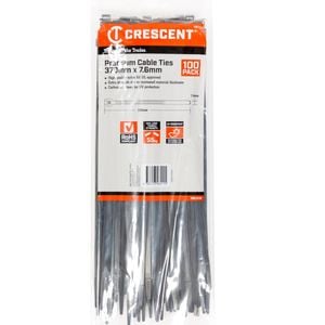 Crescent Black 370 x 7.6mm Cable Ties - 100 Pack