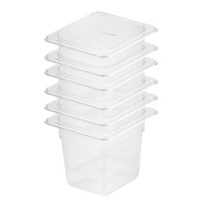 SOGA 1/6 GN Polycarbonate Food Pan 150mm Clear 6 Pack