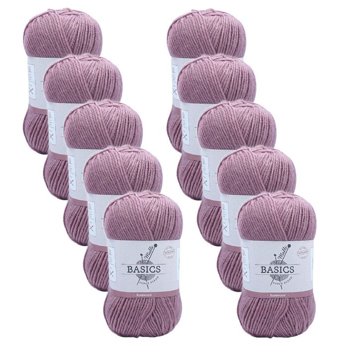 10pk Malli Super Blend Basic Crochet Knitting Yarn 8ply 100g 16x9cm Rosewood