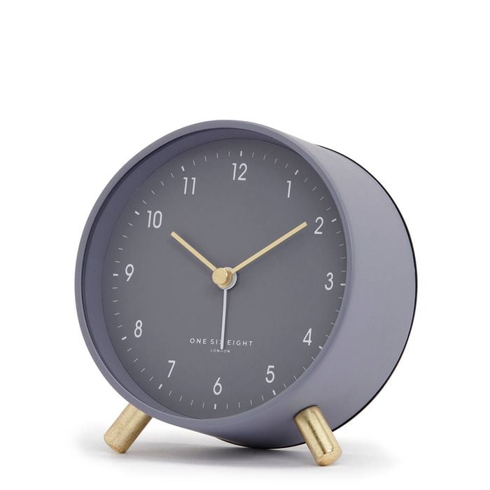 One Six Eight London Noah Charcoal Grey Silent Alarm Clock