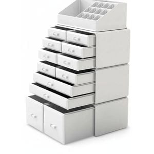Makeup Cosmetic Organizer Storage with 12 Drawers Display Boxes (White)