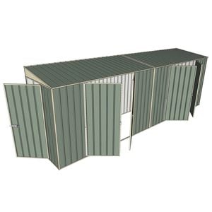 Build-A-Shed 1.2 x 6.0 x 2.0m Skillion Dual Double Hinged Side Doors Shed - Green