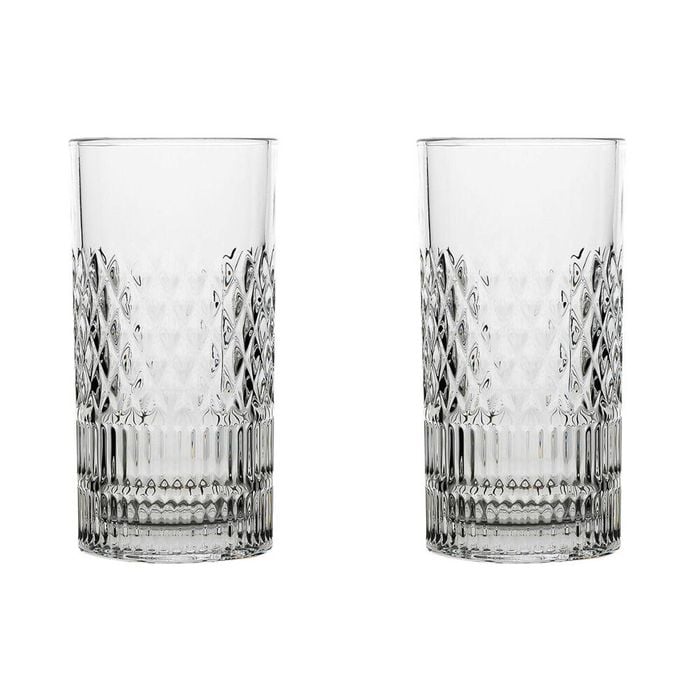 2x 6pc Porto Addison Soda Lime Glass Hi Ball Tumblers Set 350ml Clear