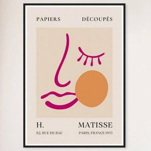 Galrie Papiers Découpés Pink Face by H. Matisse Print (1955) Elegant for your Home, Black Frame, A4 21 x 30cm (8 x 12inch)