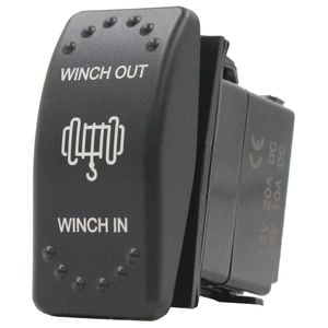 Switch Boss Dual White LED Laser Etched Rocker Switch - Winch In/Winch Out (Momentary Up/Down)