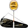 HUNDRED Powertek 1000 PRO Strung Badminton Racket – Black/Orange, G6 Grip, Full Cover