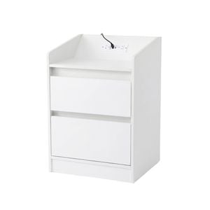 Artiss Bedside Table Nightstand With Charging Station 2 Drawers Led White