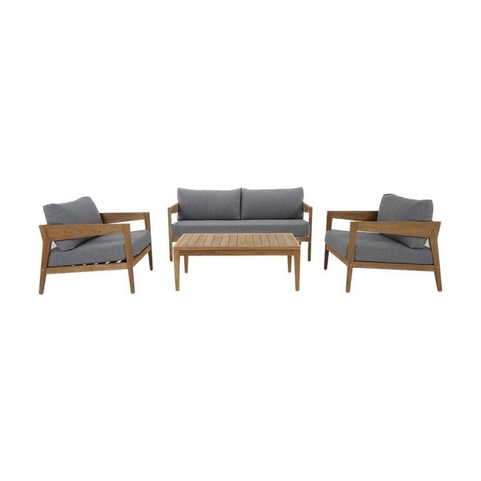 Caledonia 2+1+1 Outdoor Teak Timber Lounge Setting With Coffee Table