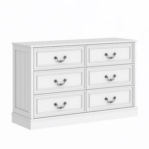 Cosmoliving 6 Drawer Chest of Drawers Lowboy Dresser Storage Cabinet Bedroom White
