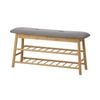 Oikiture 90cm Shoe Storage Bench Bamboo Shoes Rack Cabinet Shelf