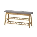 Oikiture 90cm Shoe Storage Bench Bamboo Shoes Rack Cabinet Shelf