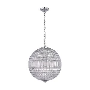 Lexi Lighting Lode Pendant Light Large Matt Chrome Clear Glass 440mm