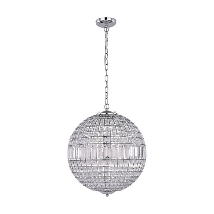 Lexi Lighting Lode Pendant Light Large Matt Chrome Clear Glass 440mm