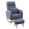 Levede Rocking Chair Armchair Sherpa with Footstool Navy Blue