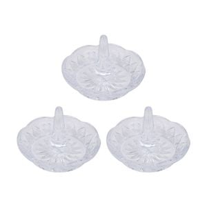 3PK Annabel Trends Glass Jewellery/Ring Luxe Round Holder Organiser Clear