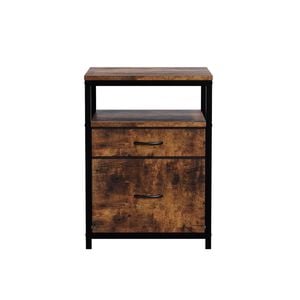 Ufurniture Mini Fridge Stand with Large Capacity Storage Kitchen Microwave Refrigerator  Microwave55*57.5*74cm Rustic Brown