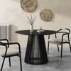 Solid Wood Dining Table with Slatted Base Black 110*110*75cm