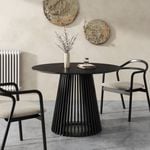 Solid Wood Dining Table with Slatted Base Black 110*110*75cm