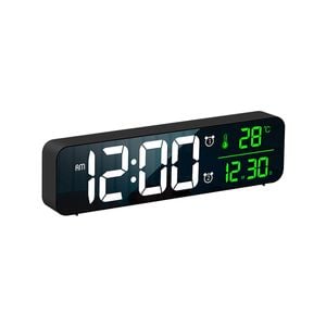 TODO LED Digital Alarm Clock + Temperature Display - Black