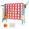 Costway Giant 4 In A Row Connect Four Board Game Set W/basketball Hoop & Toss Ring Pink