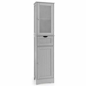 Costway 170 cm Storage Cabinet Sideboard Drawer Frosted Glass Grey