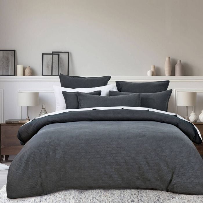 Bianca Hallston Super King Pre-Washed Cotton Quilt Cover Set - Charcoal
