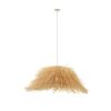 Lexi Lighting Harley Rattan Pendant Light Natural Shade Cream Iron Base 92cm