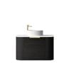 Attica 750mm Black Oak Bentwood Wall Hung Curve Vanity With Matte White Top