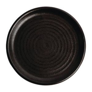 Olympia Canvas Small Rim Round Plate Delhi Black 180mm Pack of 6