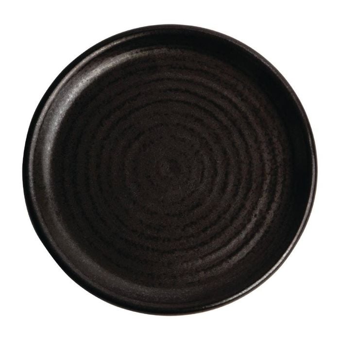 Olympia Canvas Small Rim Round Plate Delhi Black 180mm Pack of 6
