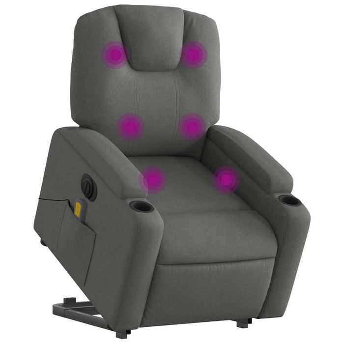 vidaXL Electric Stand up Massage Recliner Chair Armchair Dark Grey Fabric