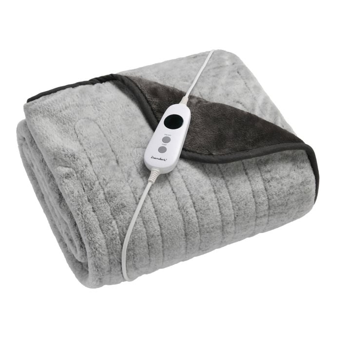 Dreamaker Faux Mink Heated Throw Blanket Silver With White Tip 160x120cm |