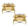 SOGA 2X Gold-Plated Square Stainless Steel Chafing Dish
