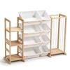 Playpals Toy Storage Organizer w/ Stuffed Animal Storage Wooden Side Shelf Toy Bin Organizer