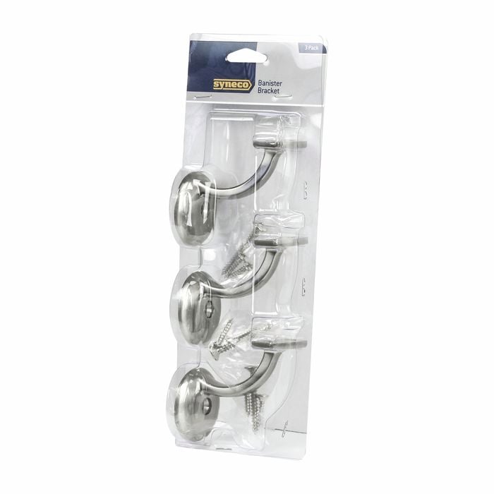 Syneco Satin Nickel Plate Banister Bracket - 3 Pack
