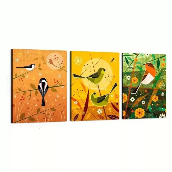 3pcs Artistic Birds  Print 100% Australian Made 3 x 40x60cm  (Stretched)