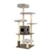 Costway 179cm Wooden Cat Tree 7-layer Sisal Scratching Posts Tower Grey