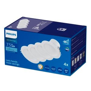 Philips 7.5W 800lm 90mm CCT LED Value Downlight - 4 Pack