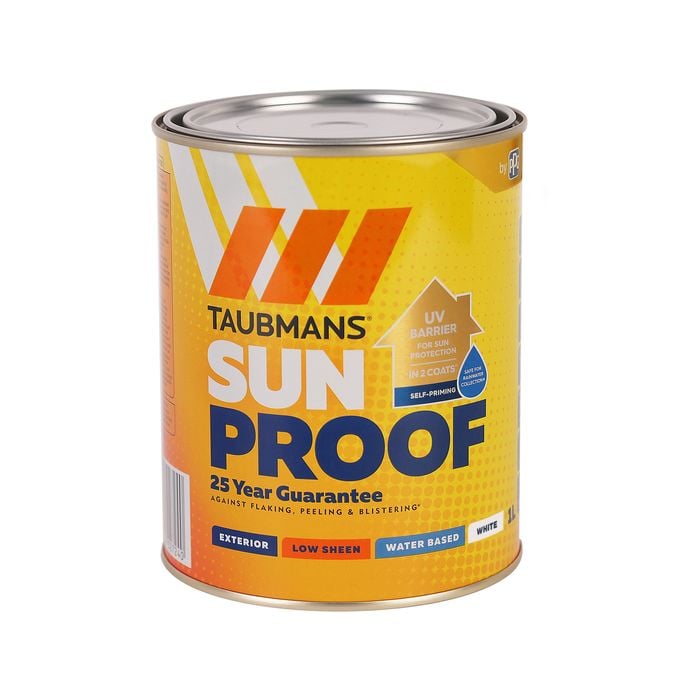 Taubmans 1L White Low Sheen Sunproof Exterior Paint