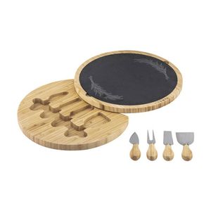 5pc Tempa Tuscany Round Serving Set w/ 30x3.5cm Board/Cheese Knives Food Serving